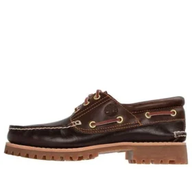 3-Loch-Boat-Schuh mit handgenähten Schnürösen „Braun“