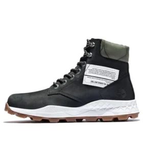 6-Inch Brooklyn-Stiefel mit seitlichem Reissverschluss «Schwarzes Nubukleder mit grünem, gepolstertem Kragen»
