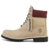 6-Inch Premium Waterproof Boot «Beige Nubuk mit burgunderrotem Kragen»