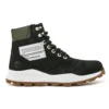 6-Inch Stiefel „Brooklyn“ mit seitlichem Reissverschluss und breiter Passform „Schwarzes Nubukleder mit grünem, gepolstertem Kragen“