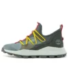Brooklyn Leder- und Stoff-Oxford-Sneaker «Medium Grey Mesh with Red»