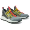 Brooklyn Leder- und Stoff-Oxford-Sneaker «Medium Grey Mesh with Red»