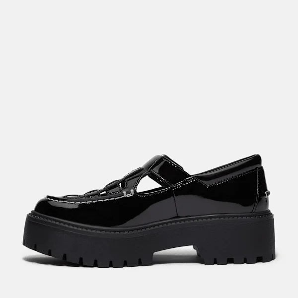 Damen-Plateauschuh aus Lackleder mit Schnalle Damen-Plateauschuh aus Lackleder mit Schnalle