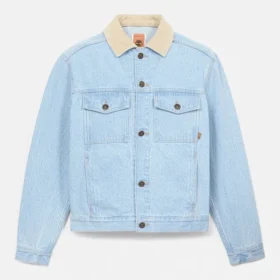 Denimjacke mit Cordkragen