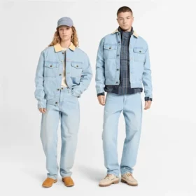 Denimjacke mit Cordkragen