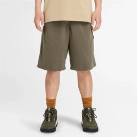 Gewaschene Heavy-Twill-Carpenter-Shorts «Olive Green»