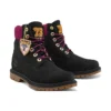 Heritage 6-Inch Wasserdichte Stiefel „Schwarzes Nubukleder mit Rosa“