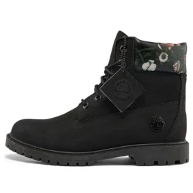 Heritage Cupsole Stiefel «Schwarzes Nubukleder mit Blumenmuster»