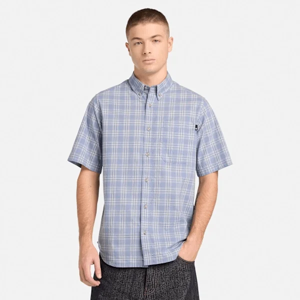 Herren-Kurzarm-Shorts aus kariertem Popeline Herren-Kurzarm-Shorts aus kariertem Popeline