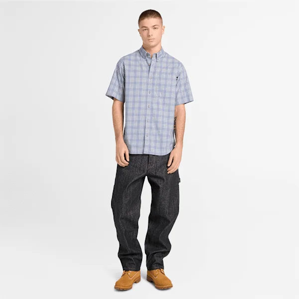 Herren-Kurzarm-Shorts aus kariertem Popeline Herren-Kurzarm-Shorts aus kariertem Popeline