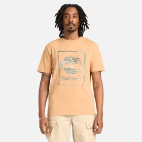 Herren-T-Shirt mit Wasser-Grafik-Logo und kurzen Ärmeln