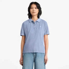 Kurzärmeliges Piqué-Poloshirt für Damen, stückgefärbt Kurzärmeliges Piqué-Poloshirt für Damen, stückgefärbt