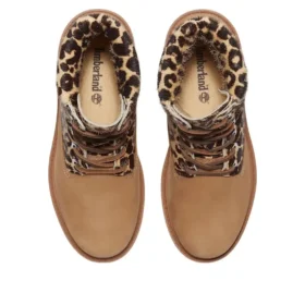Premium 6-Inch Schnürstiefel „Leopardenmuster Beige Nubuk“