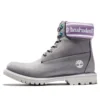 Premium 6-Inch Waterproof Boot «Graues Nubukleder mit violettem Logo am Kragen»