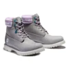 Premium 6-Inch Waterproof Boot «Graues Nubukleder mit violettem Logo am Kragen»