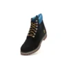 Premium 6-Inch Waterproof Boot „Schwarzes Nubukleder mit Blau“