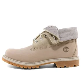 Roll Top Stiefel Basic «Beige mit Hellgrau»