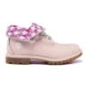 Roll Top Wide Fit Stiefel Basic „Blassrosa mit Karomuster“