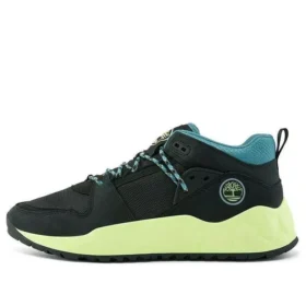 Solar Wave Mixed-Media Sneaker «Schwarz Nubuck mit Lime»