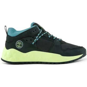 Solar Wave Mixed-Media Sneaker «Schwarz Nubuck mit Lime»
