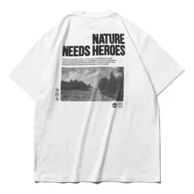 SS20 Earth Pattern Printing Kurzarm-Shorts-Style Weiss