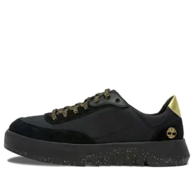 Supaway Oxford-Sneaker aus Leder und Stoff „Schwarz mit Gold“