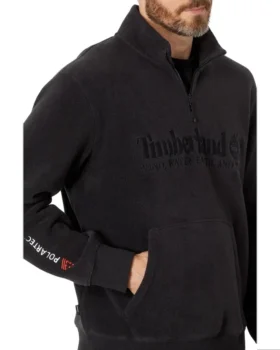 Sweatshirt mit 1/4-Reissverschluss und linearem Logo «Schwarz»