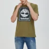 Timberland Casual Rundhals-T-Shirt mit Aufdruck, kurzärmelig, grün