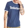 Timberland Casual Rundhalsausschnitt mit Aufdruck, kurzärmelig, blau