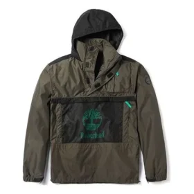 Timberland Kontrastfarbene Kapuzenjacke mit Taschen, grün