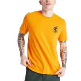Timberland Kurzarm-Shirt mit Rückenprint, orange