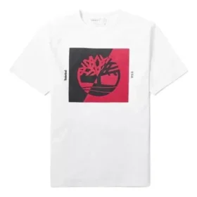 Timberland Rundhals-T-Shirt mit Aufdruck, kurzärmelig, weiss