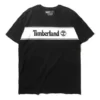 Timberland SS20 Kontrastfarben Logo-Print Kurzarm Schwarz
