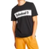 Timberland SS20 Kontrastfarben Logo-Print Kurzarm Schwarz