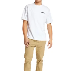 Timberland SS20 Rundhalsausschnitt mit Aufdruck, kurzärmelig, in Shorts-Optik, weiss