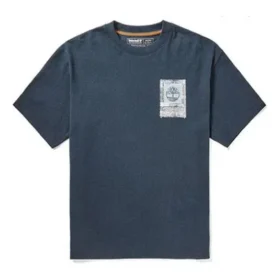 Timberland T-Shirt mit Aufdruck und Rundhalsausschnitt, Blau
