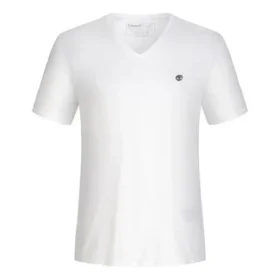 Timberland T-Shirt mit gesticktem Logo, V-Ausschnitt, kurze Shorts, weiss