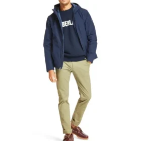Timberland wasserdichte Kapuzenjacke mit Reissverschluss Blau
