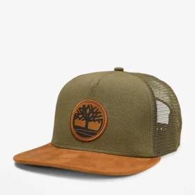Trucker-Hut mit flacher Krempe aus Kunstwildleder
