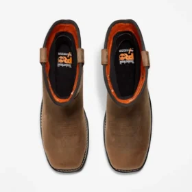 True Grit Herren-Arbeitsstiefel mit Sicherheitszehenkappe zum Hineinschlüpfen – Kaffeebraun
