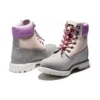 Valentinstag 6-Inch Premium Waterproof Boot «Graues und beiges Nubukleder mit violettem Kragen»