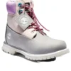 Valentinstag 6-Inch Premium Waterproof Boot «Graues und beiges Nubukleder mit violettem Kragen»