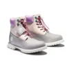 Valentinstag 6-Inch Premium Waterproof Boot «Graues und beiges Nubukleder mit violettem Kragen»